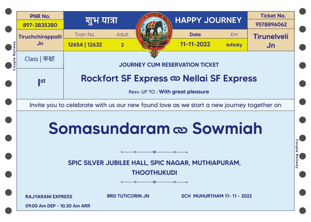 new marriage invitation in railway ticket model gone viral