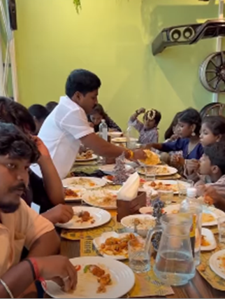 GP Muthu serves food to his family members video goes viral