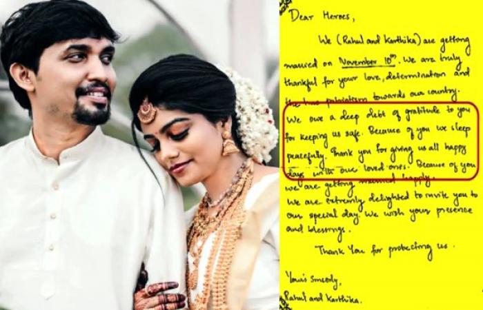 kerala newly wed invites indian army they wish for the couple