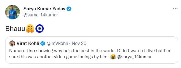 Suryakumar yadav responds to virat kohli video game innings comment