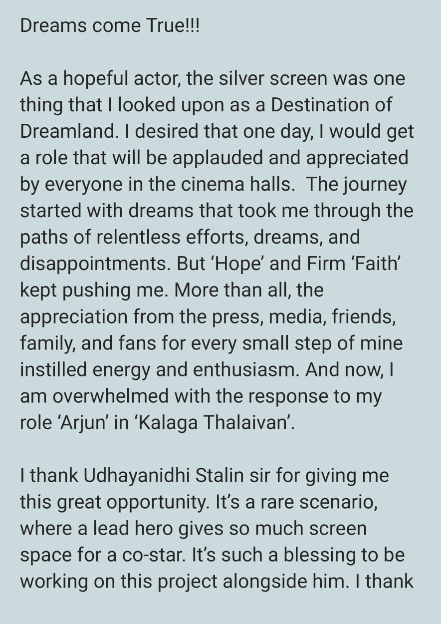 BIGGBOSS Arav Statement about Kalaga Thalaivan Movie 