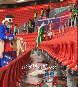 Japan Fans Cleaning Stadium After Opening Match in FIFA WC