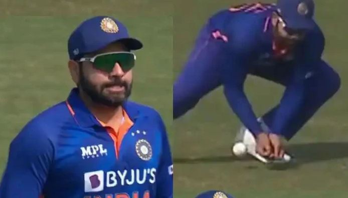 Rohit sharma injured thumb viral pic after he batting for india