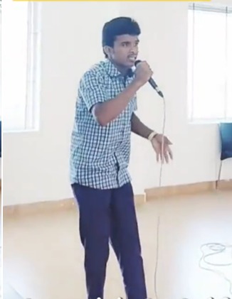 Student singing in TN Government School Kalai Thiruvizha competition 