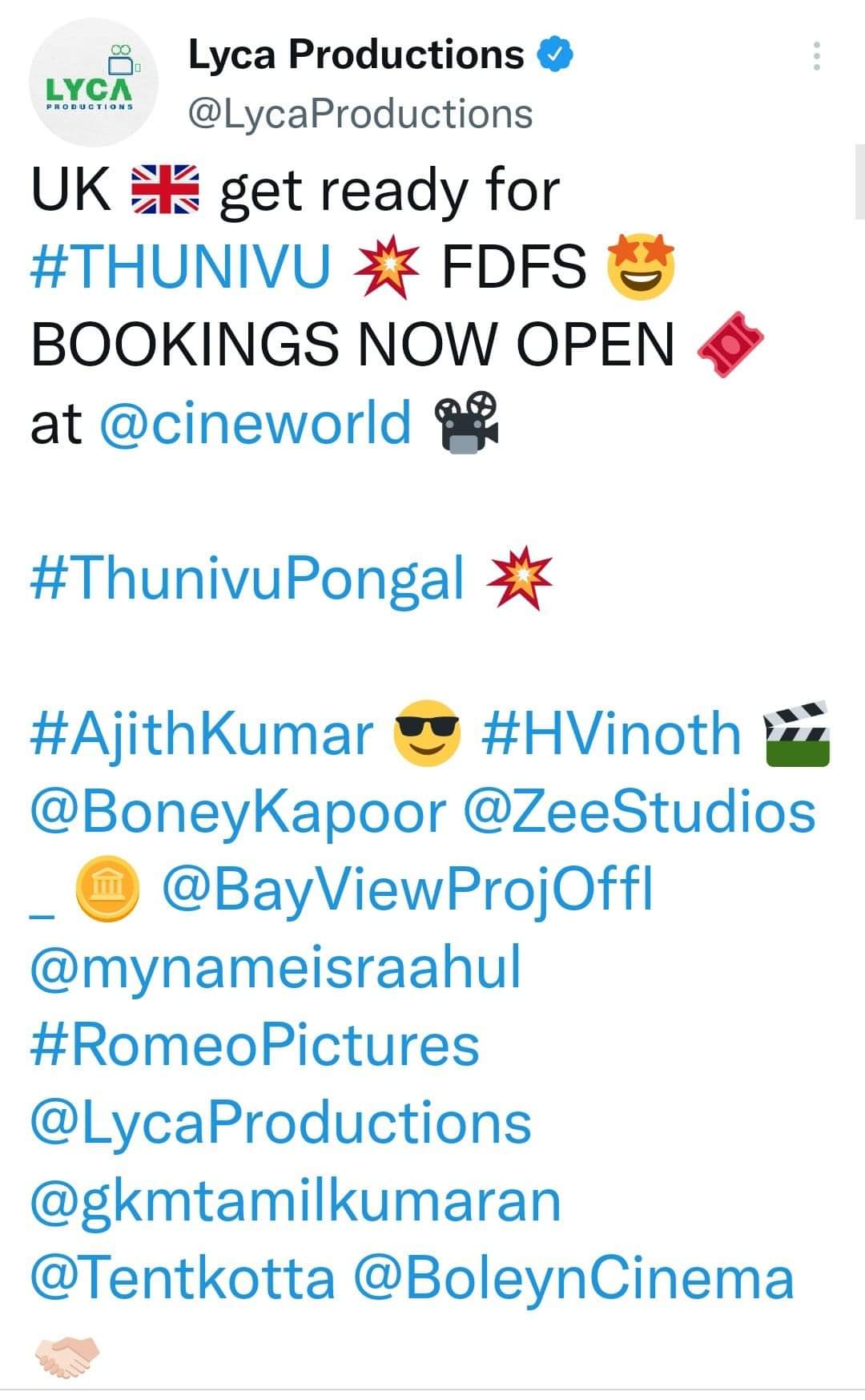 Thunivu UK Release Date Announced and Ticket Booking Started