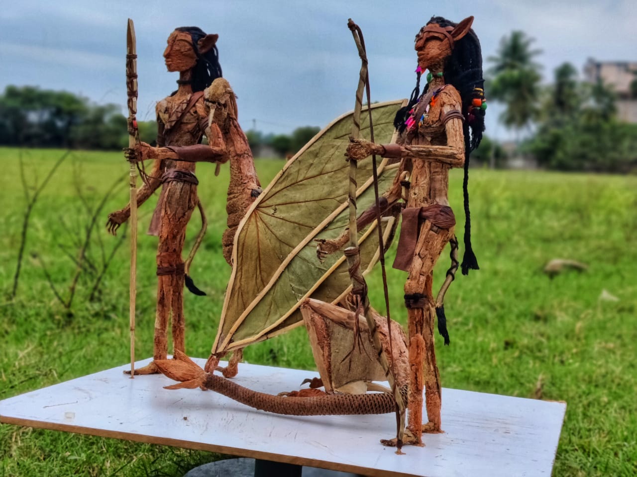 Puducherry Students nature waste wood Sculpture Avatar 2