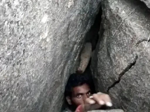 Man stuck between rocks for three days safely rescued in Telangana