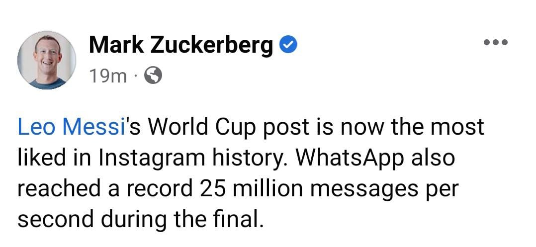 Messi instagram post about world cup creates history