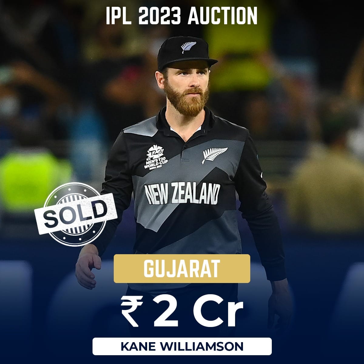 Kane Williamson Sold to Gujarat Titans IPL Auction 2023