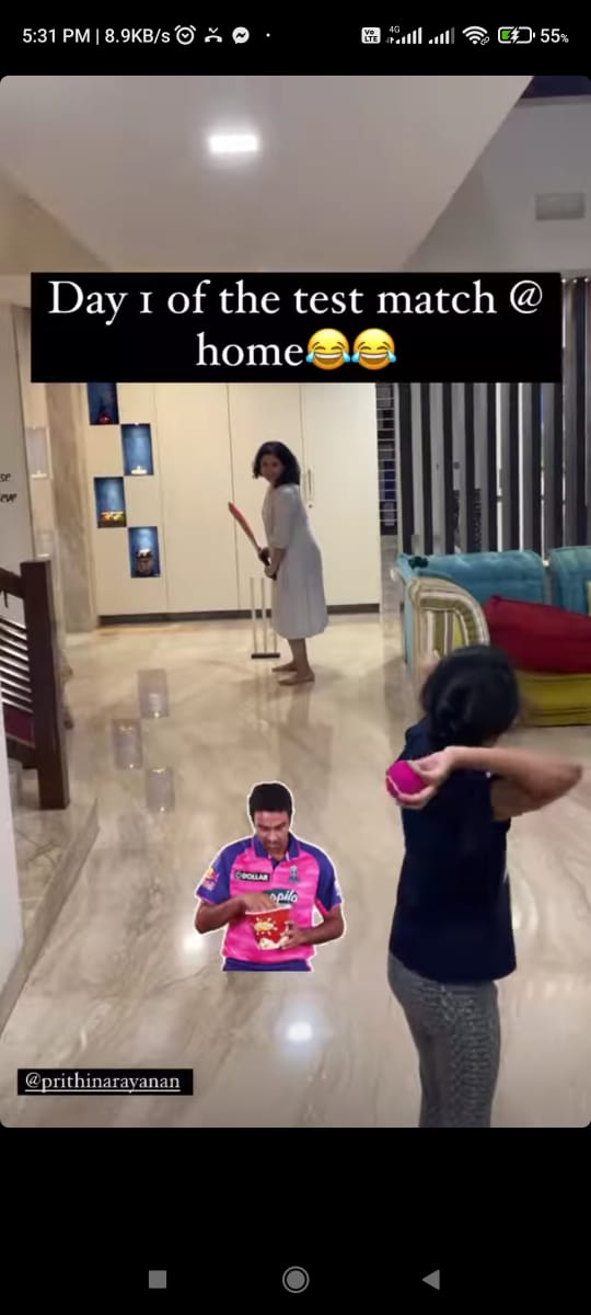 Ravichandran Ashwin Playing Cricket with His Daughters