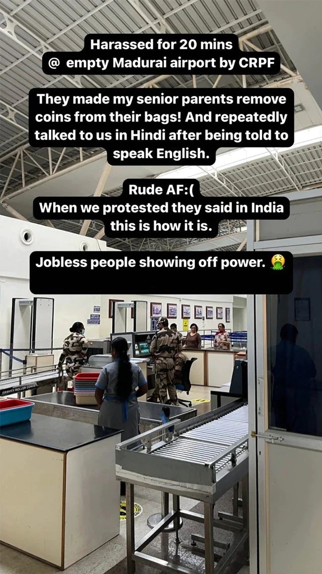 Siddharth Instagram Post Madurai Airport Incident