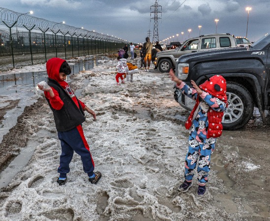 Desert hotspot Kuwait turns winter white as city hit by rare hail stor