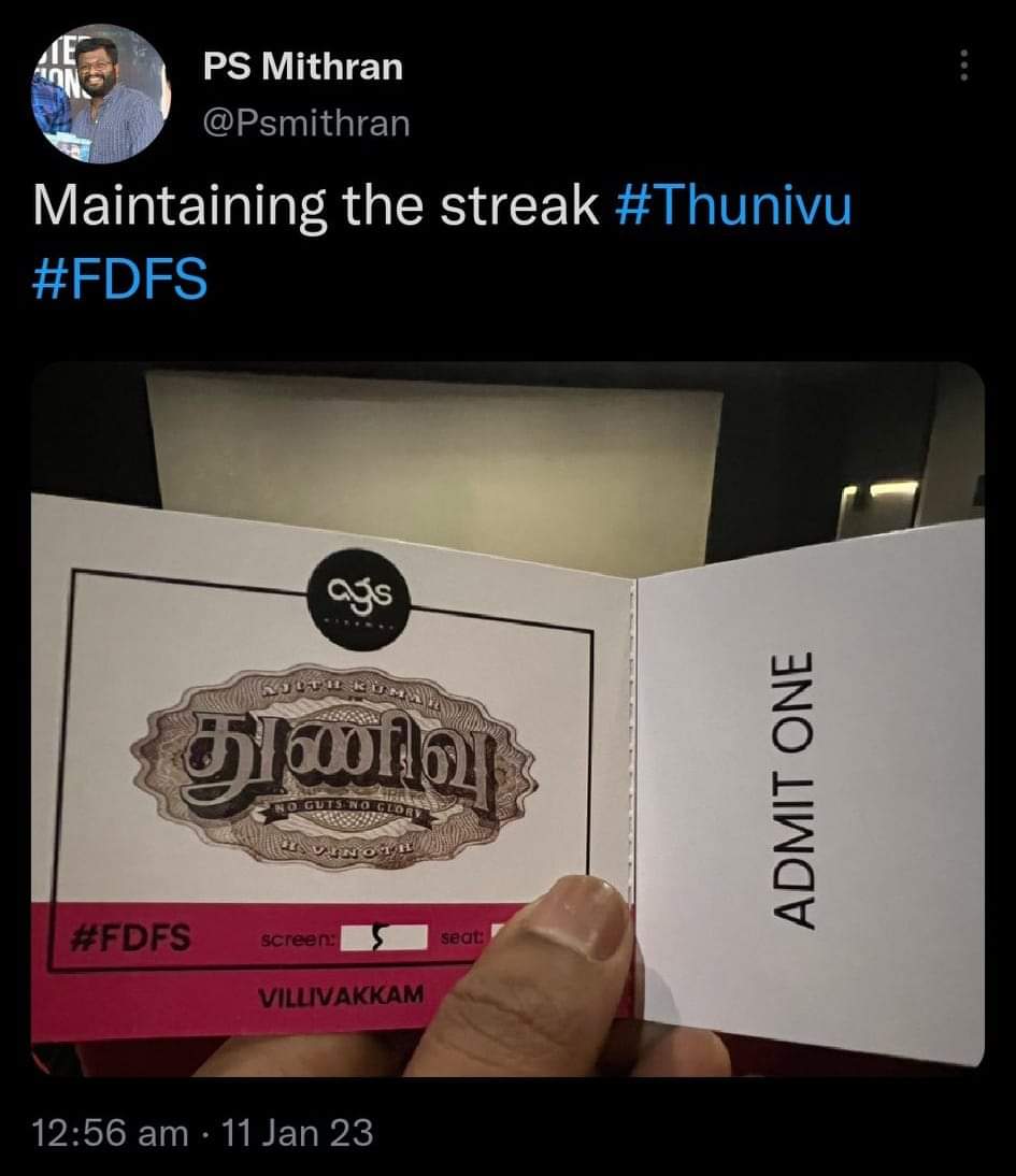 Ps Mithran watching Thunivu Movie Two times on First day