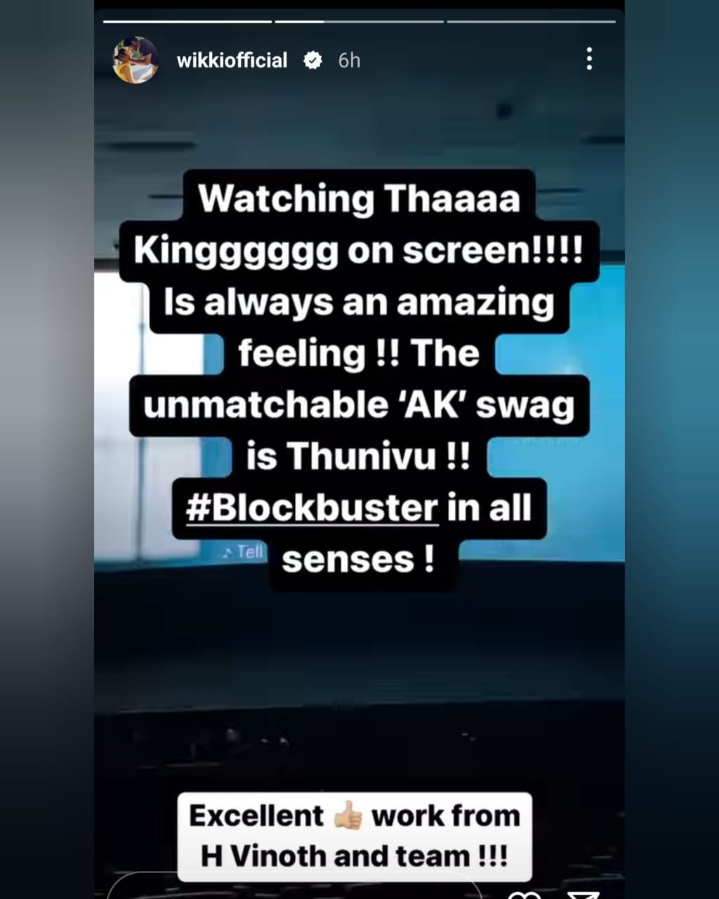 Vignesh Shivan Instagram Story about Thunivu Movie 