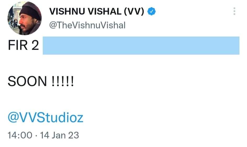 Vishnu Vishal confirmed FIR movie second part