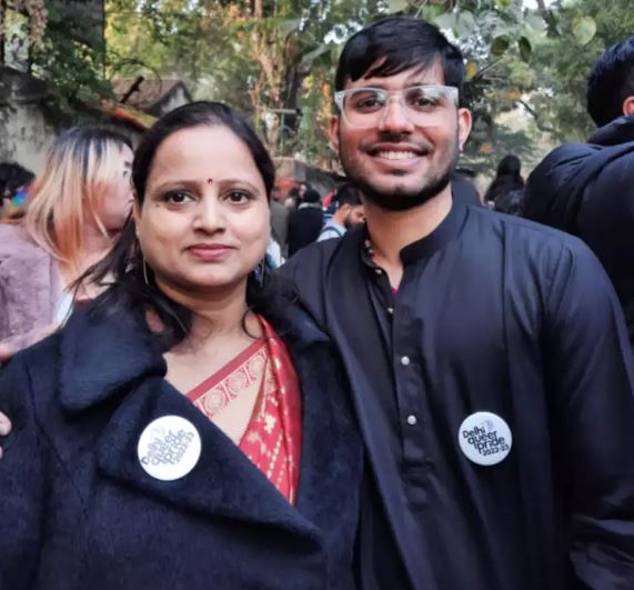 Mother walks rally with her son supporting him pic viral