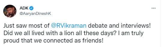 ADK Praises Vikraman after he eliminated from Biggboss6