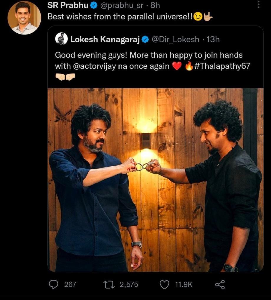 Kaithi Producer Tweet about Thalapathy 67 Movie Parallel Universe