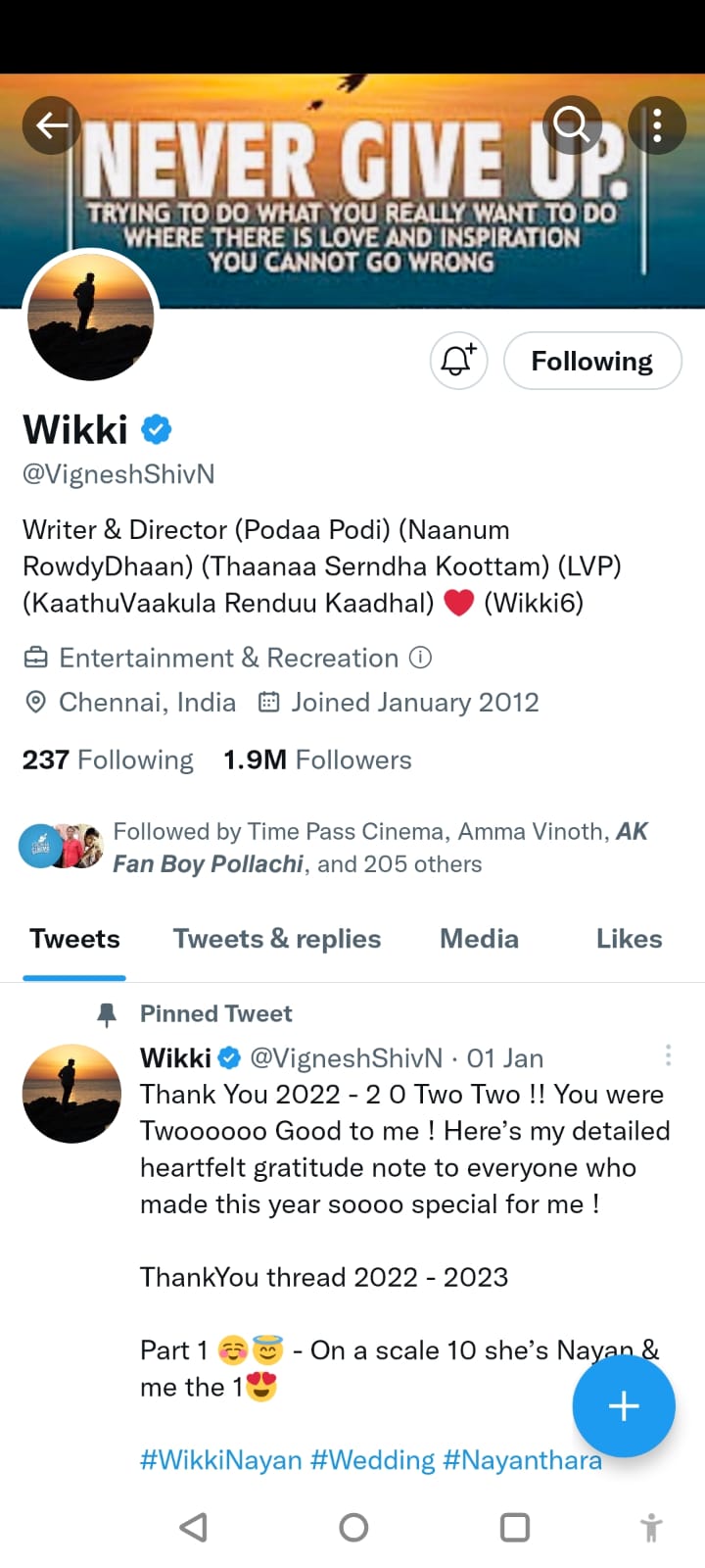 Director Vignesh Shivan has removed AK62 from his Twitter Bio