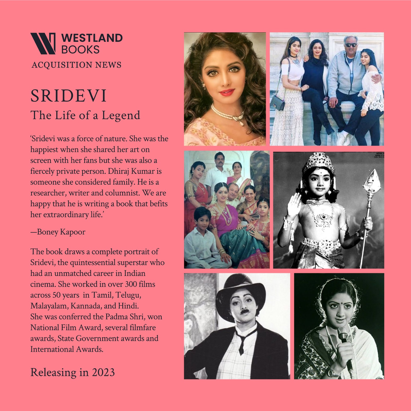 Westland Books acquires the official biography of Sridevi
