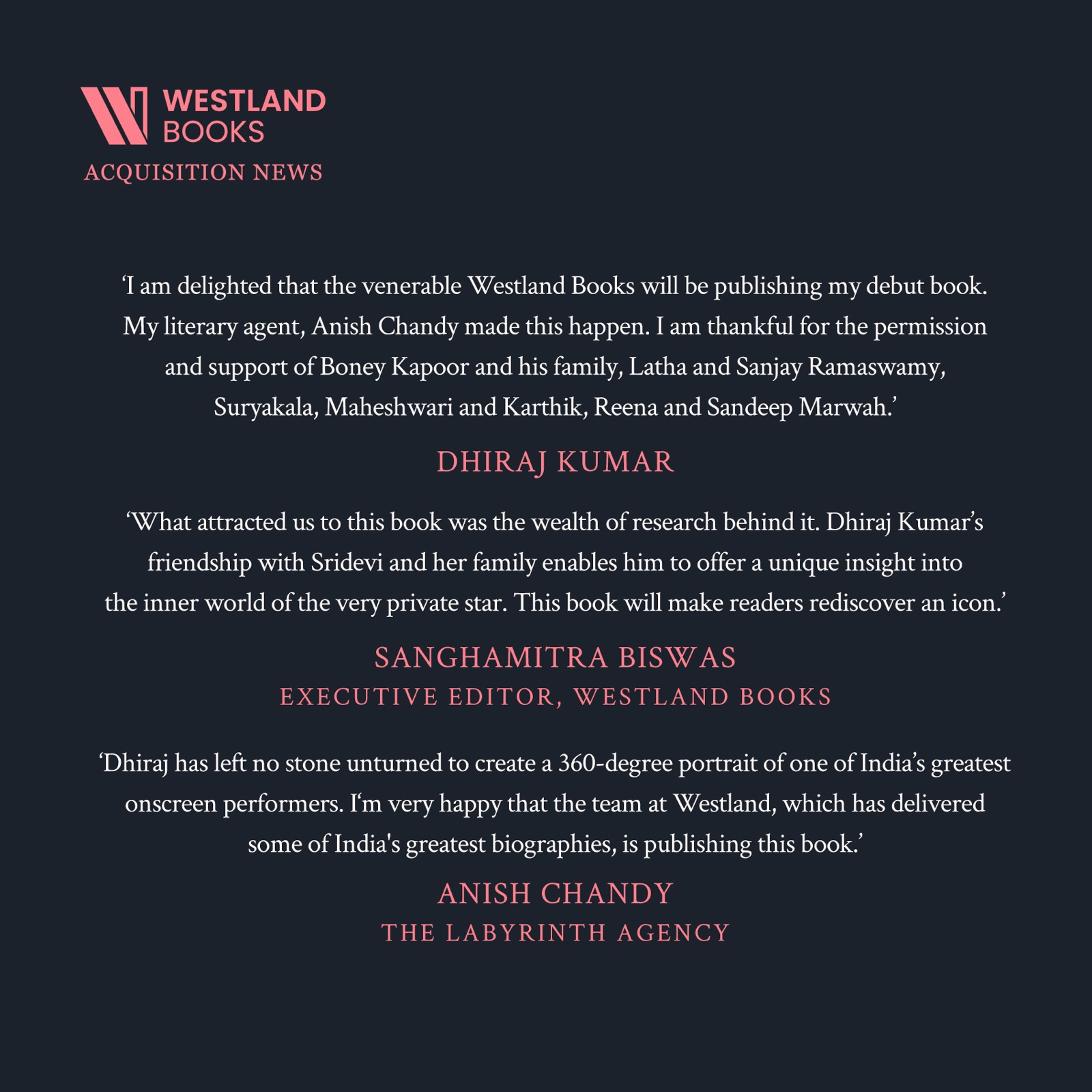 Westland Books acquires the official biography of Sridevi