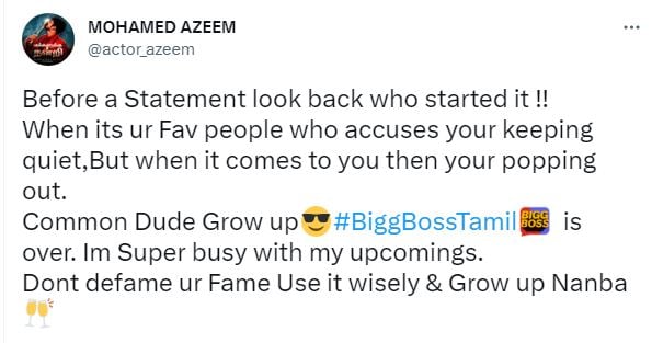 Azeem tweets about comments on him in social media