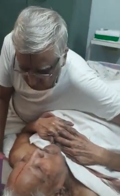 100 Year old dad in bed 70 yr old son reaction to father viral