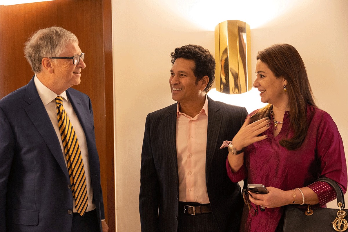 Sachin Tendulkar and Anjali Tendulkar Meet Bill Gates