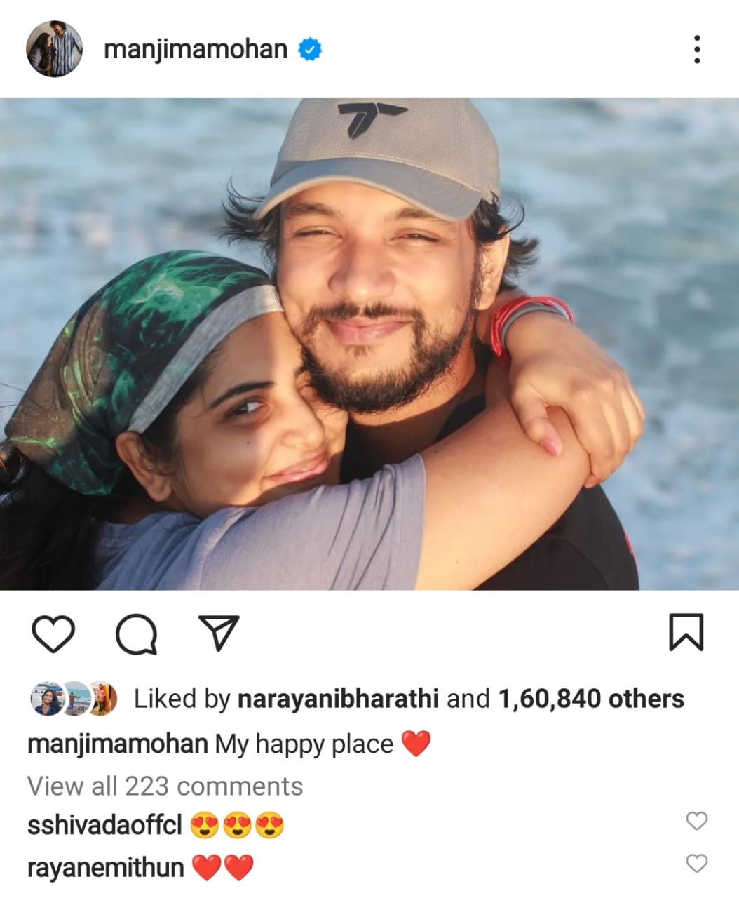 Manjima Mohan Instagram Post about her happy place