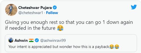 Ravichandran ashwin reaction on pujara bowling batsman reacts