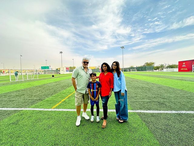 Ajith Kumar AK with His Son Advik in Dubai Football Ground