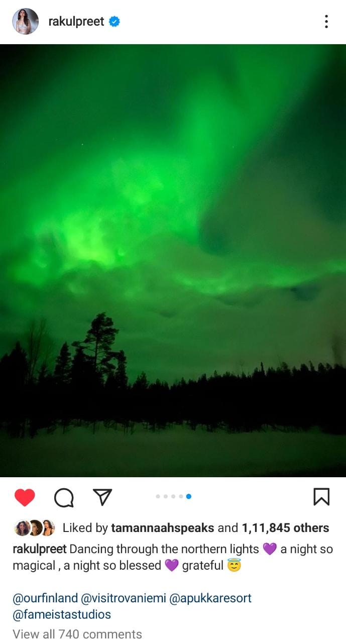 Rakul Preet Singh at Finland Northern Lights viral photos 