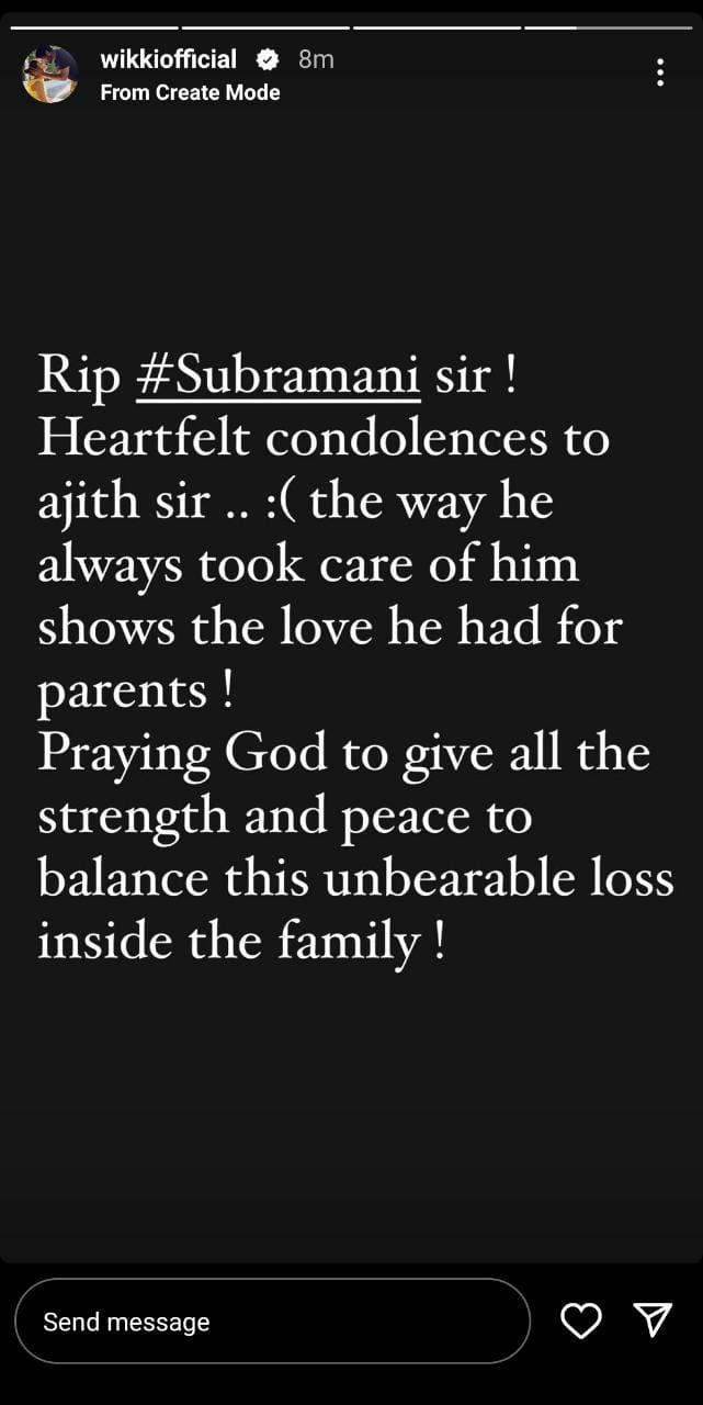 Vignesh Shivan Condolences to Ajith Kumar Father Demise