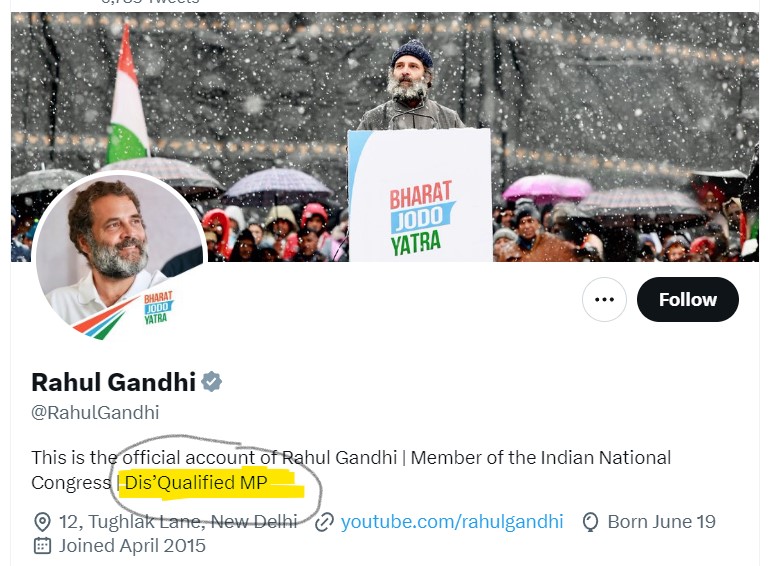 Indian Politician Rahul Gandhi Changed His Twitter Bio