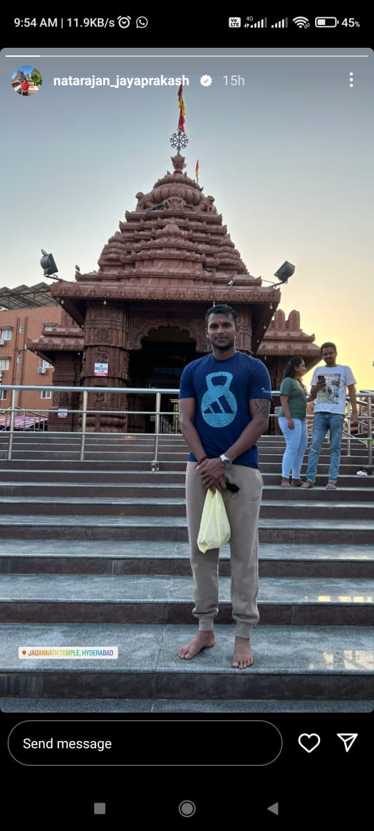 T Natarajan Visit Hyderabad Jagganath Temple SRH